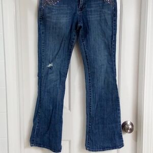 Aeropostale Embellished Blue Flare Jeans